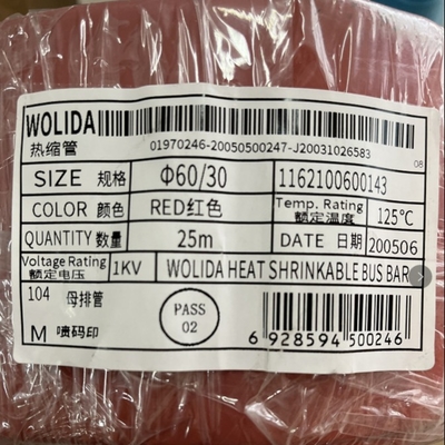 1KV 60mm Busbar Tube ROHS 2X Ratio Red Heat Shrink Tubing